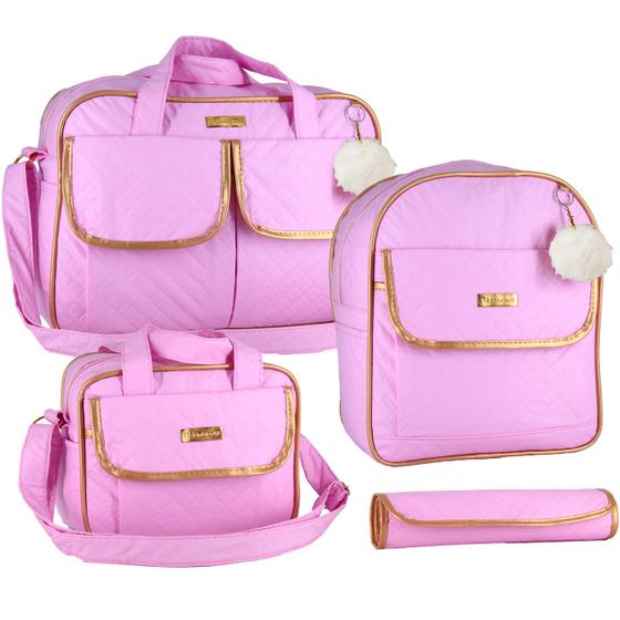 Imagem de Kit Bolsa Maternidade com Mochila Menina - Cor Rosa Bebe