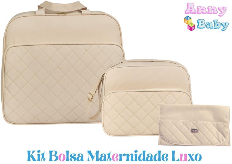 Imagem de Kit Bolsa Maternidade  Mala, Bolsa P e Trocador Luxo