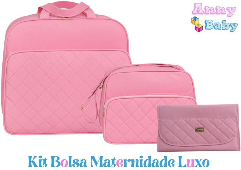 Imagem de Kit Bolsa Maternidade  Mala, Bolsa P e Trocador Luxo