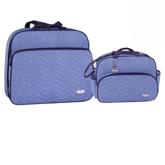 Imagem de Kit Bolsa Maternidade Mala E Bolsa Grande Milão Azul - CBM0014