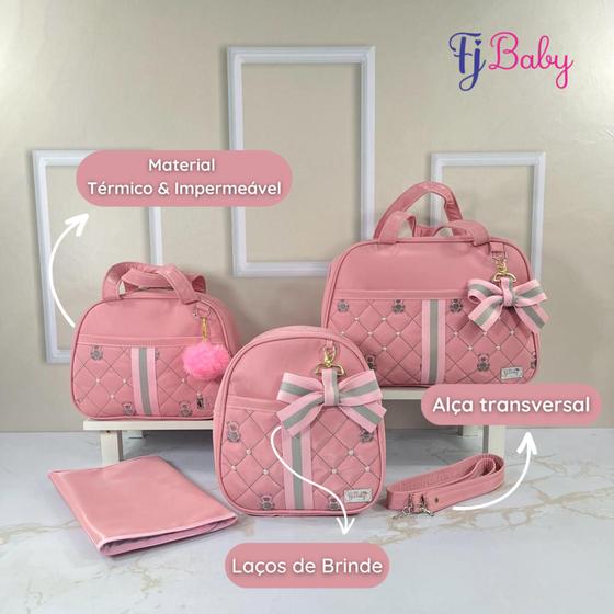 Imagem de Kit bolsa maternidade redonda 4 peças mala e mochila 2 em 1 para bebê menino / menina