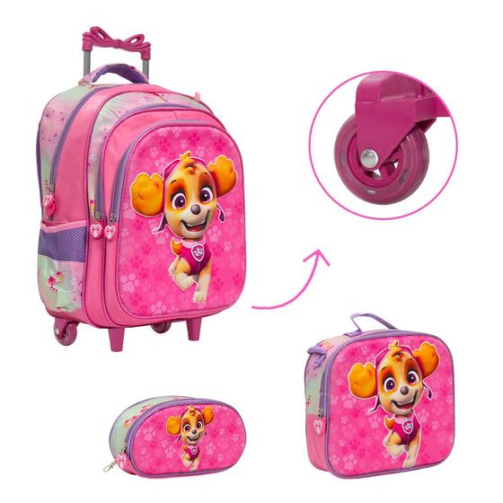 Imagem de Kit Bolsa Mochila Escolar Feminina Skye 3D Rodinha Passeio