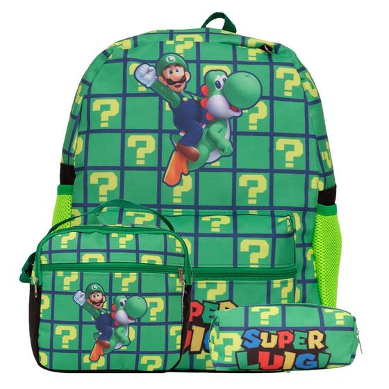 Imagem de Kit Bolsa Mochila Escolar Masculina Super Luigi Passeio