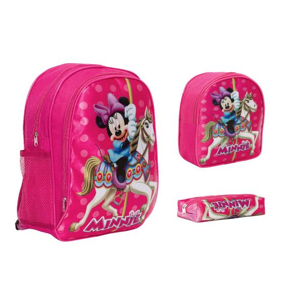 Imagem de Kit Bolsa Mochila Escolar Menina Minnie Mouse G Passeio