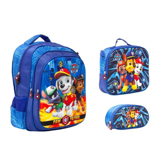 Imagem de Kit Bolsa Mochila Infantil Menino Patrulha Canina