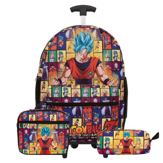 Imagem de Kit Bolsa Mochila Menino Rodinha Dragon Ball Anime Passeio