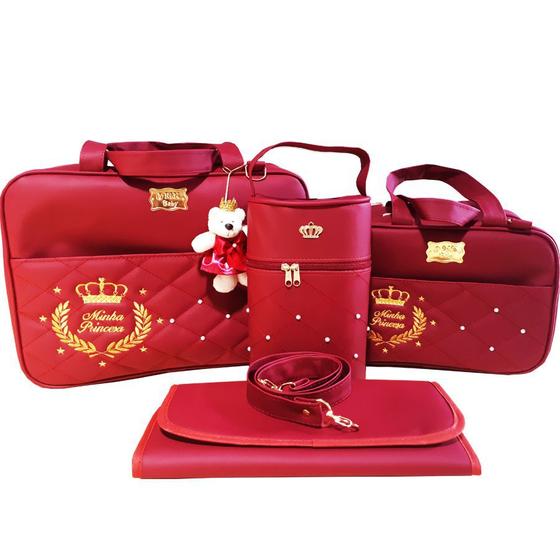 Kit Bolsa Saída Maternidade vinho bordô Menor preço em Kit Bolsa Saída Maternidade vinho bordô