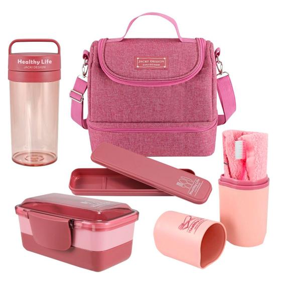 Kit Bolsa Térmica Dupla Com Marmita, Copo, porta Talheres e Porta Escova de Dente Concept Menor preço em Kit Bolsa Térmica Dupla Com Marmita, Copo, porta Talheres e Porta Escova de Dente Concept