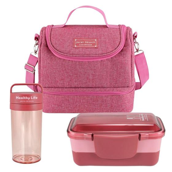 Kit Bolsa Térmica Lancheira Com Marmita 2 Andares E Copo Rosa Menor preço em Kit Bolsa Térmica Lancheira Com Marmita 2 Andares E Copo Rosa