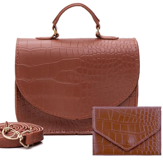 Imagem de Kit Bolsa Transversal Clutch Carteira Feminina Star Shop Preta