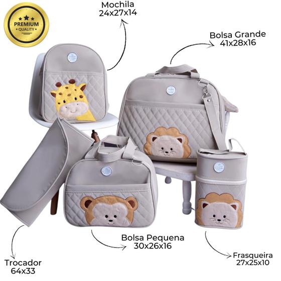 Kit Bolsas Bolsa Mala Maternidade Bebe Menina Menino Safari Baby 5 Peças Menor preço em Kit Bolsas Bolsa Mala Maternidade Bebe Menina Menino Safari Baby 5 Peças