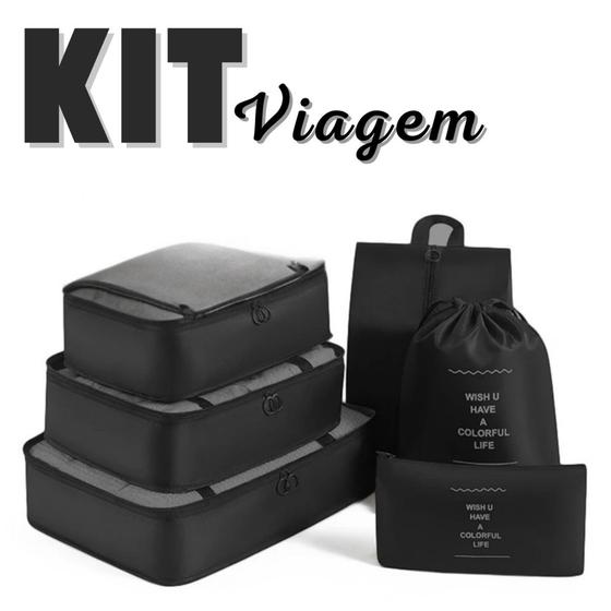 Imagem de Kit Bolsas de Viagem Organizador Prático de Mala Roupa 6 pçs