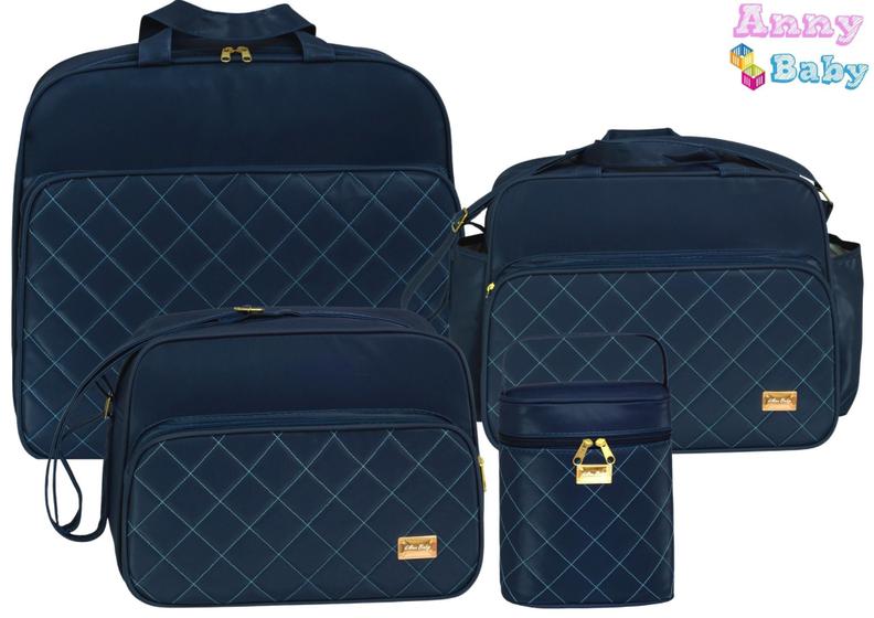 Imagem de Kit Bolsas Maternidade Mala, Bolsa G, Bolsa P e Porta Mamadeira Luxo