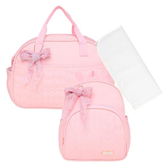 Imagem de Kit Bolsas Maternidade Pirulitando G+M+T Glitter Rosa