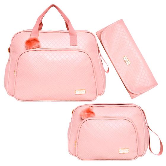 Imagem de Kit Bolsas Maternidade Pirulitando G+P+T Semear Rosa