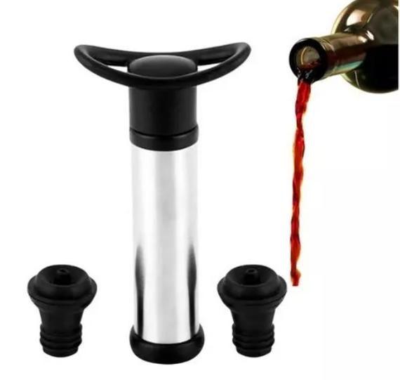 Kit Bomba A Vácuo Para Vinho Com 2 Rolhas Tampa Garrafa Inox Menor preço em Kit Bomba A Vácuo Para Vinho Com 2 Rolhas Tampa Garrafa Inox