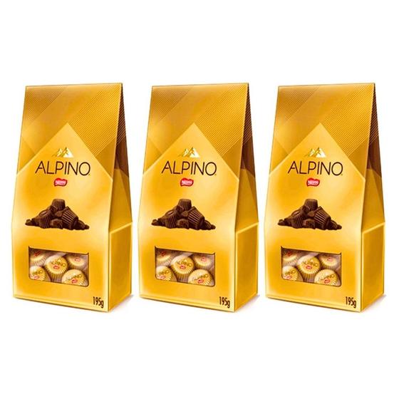 Imagem de Kit Bombom Chocolate Alpino Bag NESTLÉ - 3cx c/ 195g cada