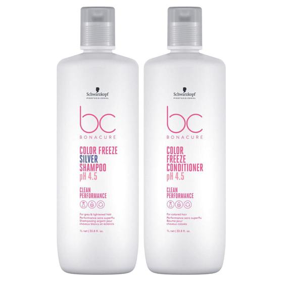 Imagem de Kit Bonacure Clean Color Freeze Silver Schwarzkopf Shampoo E Condicionador 2x1l  PROFESSIONAL