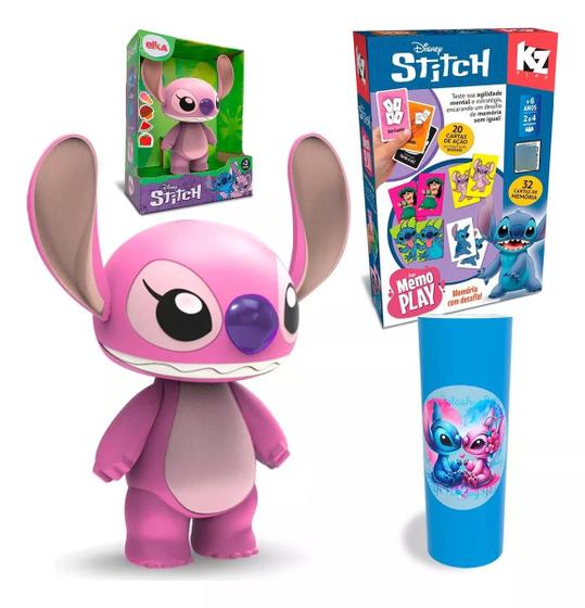 Imagem de Kit Boneca Angel E Jogo Da Memoria Disney Stitch Cartas Brinquedo Menina e Menino Elka