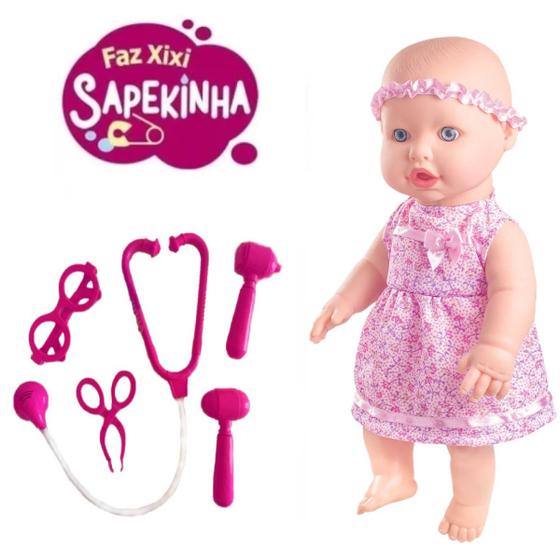 Imagem de Kit Boneca Bebê Sapekinha Faz Xixi + Kit Doutora Rosa Menina