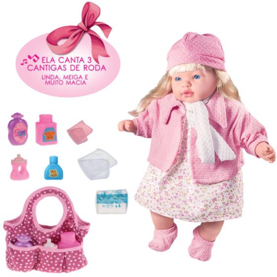 Imagem de Kit Boneca Classic Rose Bebezão Que Canta +Bolsa Maternidade