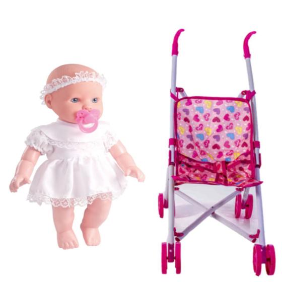 Imagem de Kit Boneca Little Baby Minha Primeira Oração 0151 + Carrinho