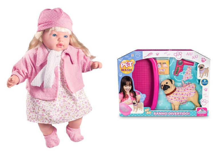 Imagem de Kit Boneca para Meninas com Cachorro e Acessórios