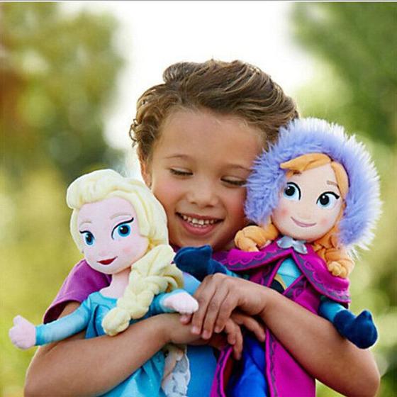 Imagem de Kit Bonecas de pano Anna E Elsa Frozen Pelúcia Princesas Disney 40cm
