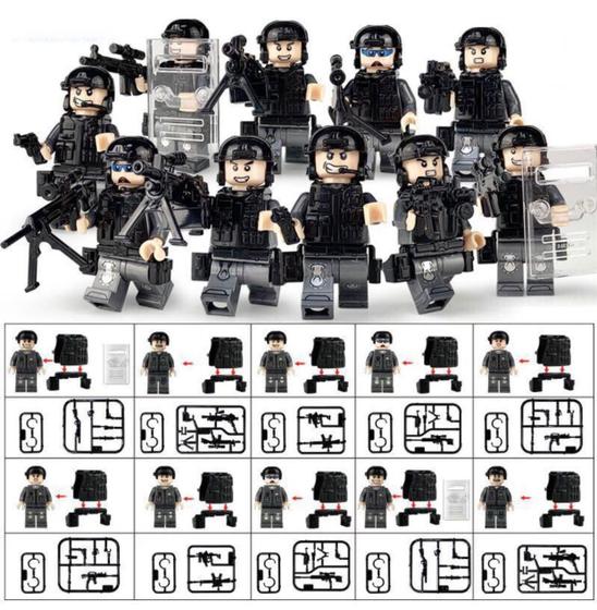 Imagem de Kit Boneco Blocos De Montar Soldados Swat Especial Forces 10