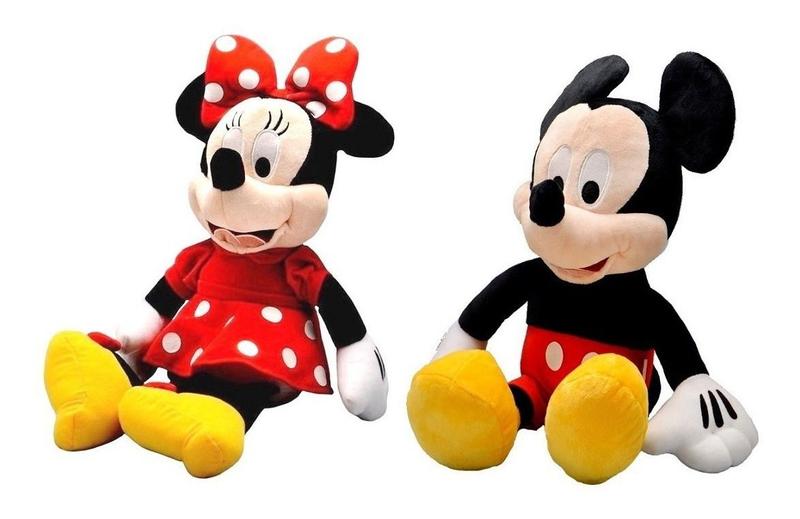 Imagem de Kit Boneco do Mickey e Boneca Minnie Pelúcia 45cm de Altura Falas em Português