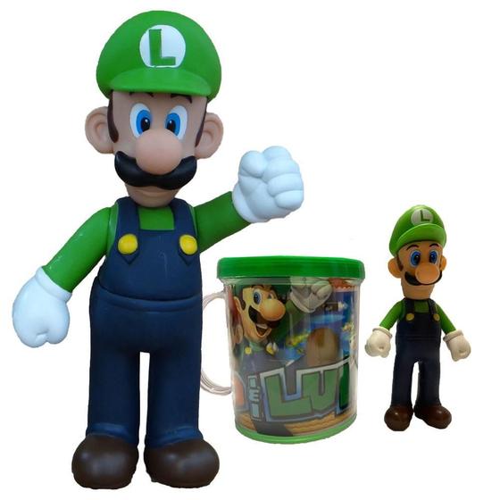 Imagem de Kit Boneco Luigi 23Cm E Luigi 12Cm Com Caneca Personalizada