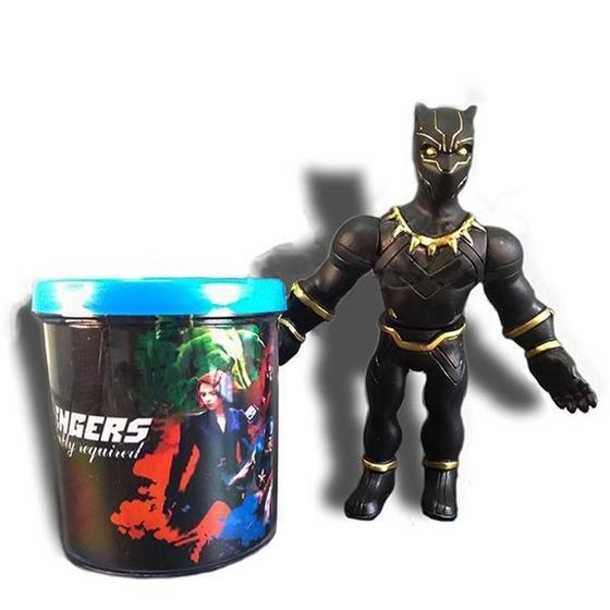 Imagem de Kit Boneco Pantera Negra Marvel 16Cm + Caneca 350Ml