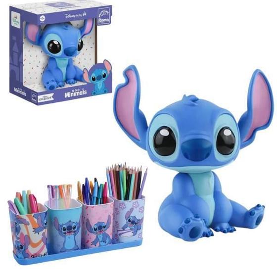 Imagem de Kit Boneco Stitch Brinquedo Disney 15Cm Com Porta Lápis