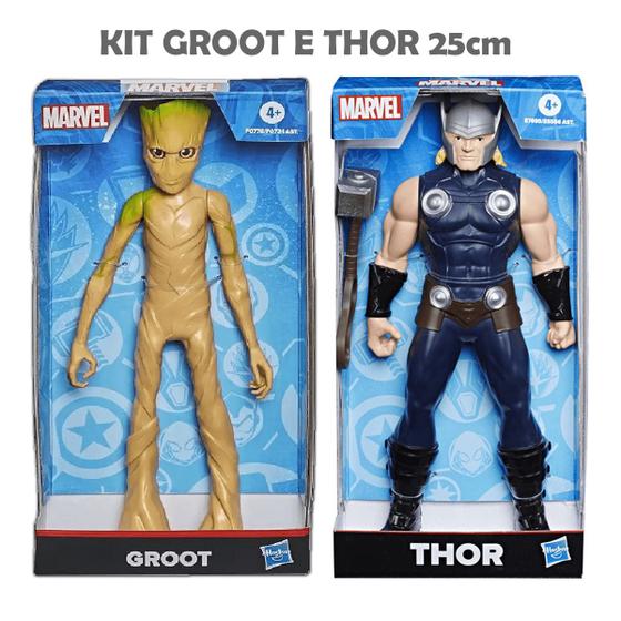 Imagem de Kit Bonecos De Ação Thor E Groot 25cm Marvel Avengers Hasbro