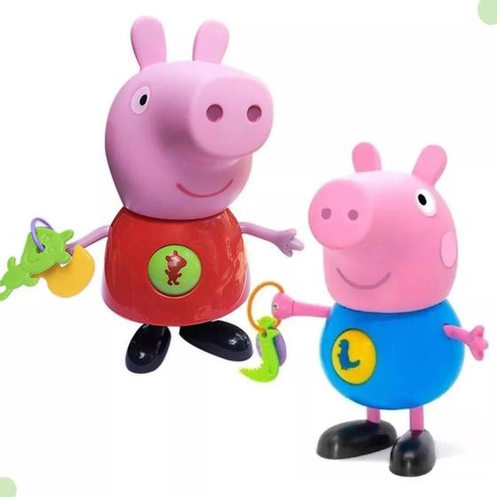 Imagem de Kit Bonecos Peppa Pig E George Tamanho Grande Original  Elka