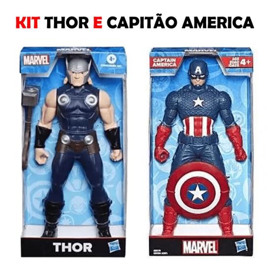 Imagem de Kit Bonecos Vingadores Thor e Capitão América Marvel Hasbro