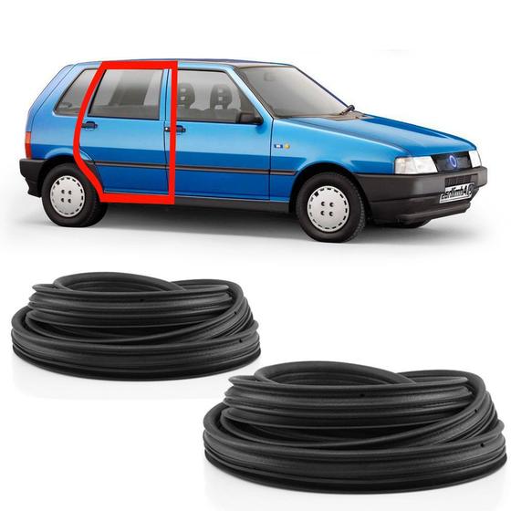 Imagem de Kit Borracha da Porta Traseira Fiat Uno Prêmio Elba 1991 em diante 4 Portas