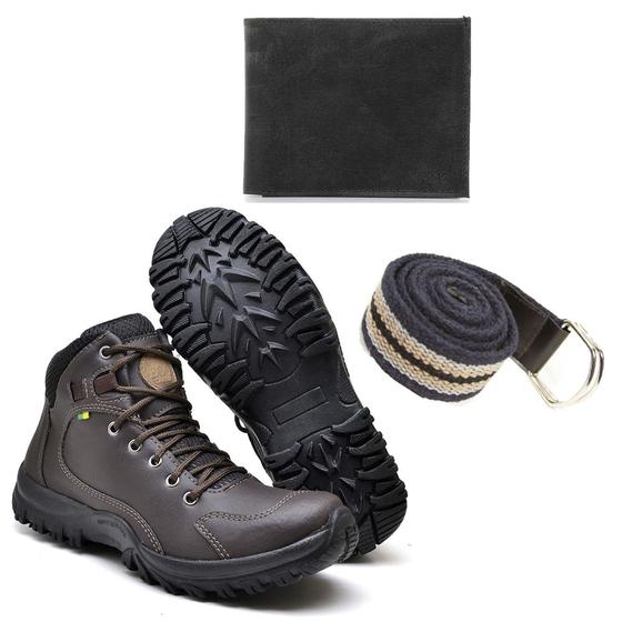 Imagem de Kit Bota Adventure Eco Canyon Trails + Cinto + Carteira Coffe