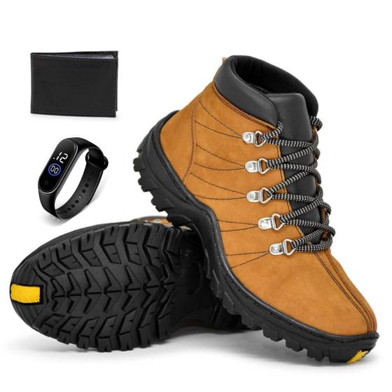 Imagem de Kit Bota Coturno Conforto Yoyo Store Com Carteira e Relogio Estilosos