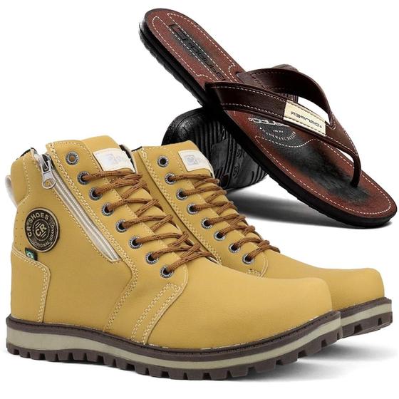 Imagem de Kit Bota Masculina Adventure Cano Médio + Chinelo