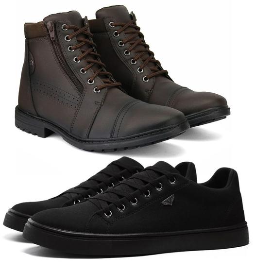 Imagem de Kit Bota Masculina Cano Curto + Tênis Casual Sapatênis