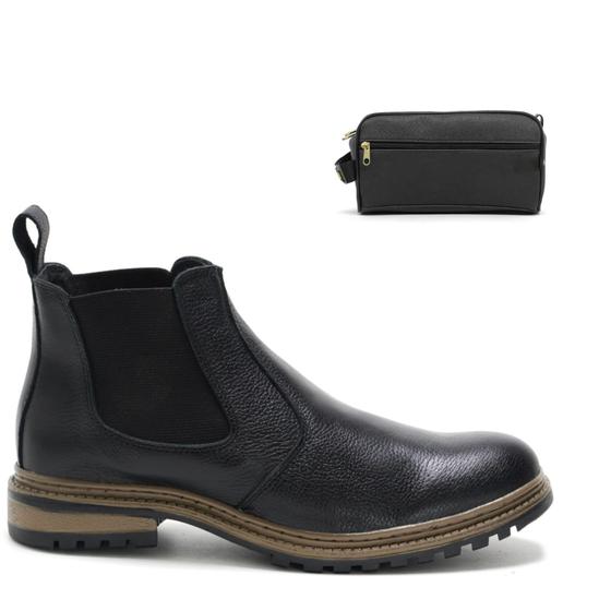 Imagem de KIT Bota Masculina Chelsea EM COURO + NÉCESSAIRE   REF.CHSE KTBCH28