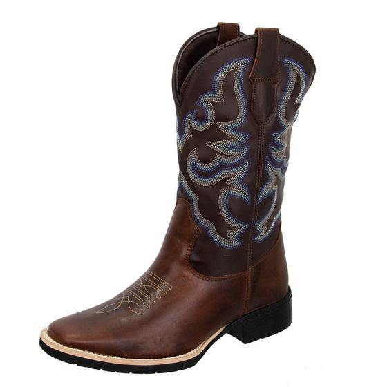 Imagem de Kit Bota Texana Country Masculina Texas Gold Tribal de Couro com Carteira e Cinto