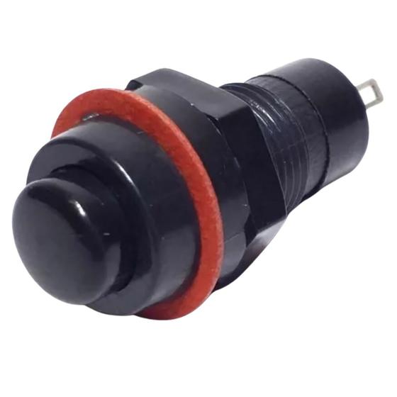 Imagem de Kit botão chave pulso sem trava 15 unidades ds-213 pt 2t preto push button redondo 2 terminais