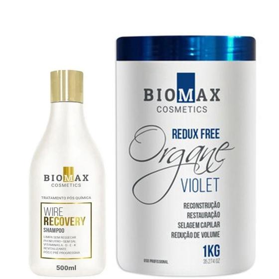 Imagem de Kit Botox Biomax Matizador Alisamento Loiras Violeta