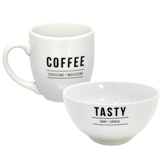 Imagem de Kit Bowl 440ml Em Porcelana Branca Para Café da Manhã Com Caneca 300ml