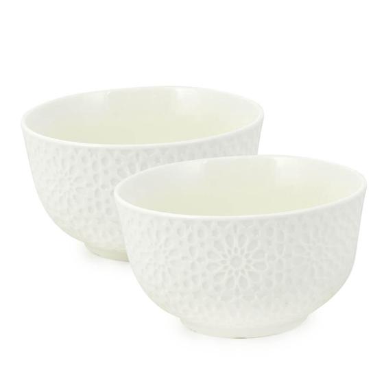 Imagem de Kit Bowl Tigela De Porcelana Branco 400Ml 2 Peças Md6