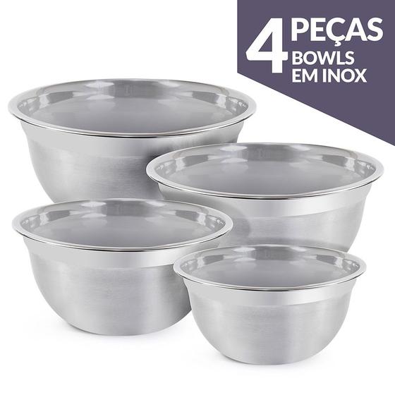 Imagem de Kit Bowls 4 Peças Aço Inox Gourmet Mix