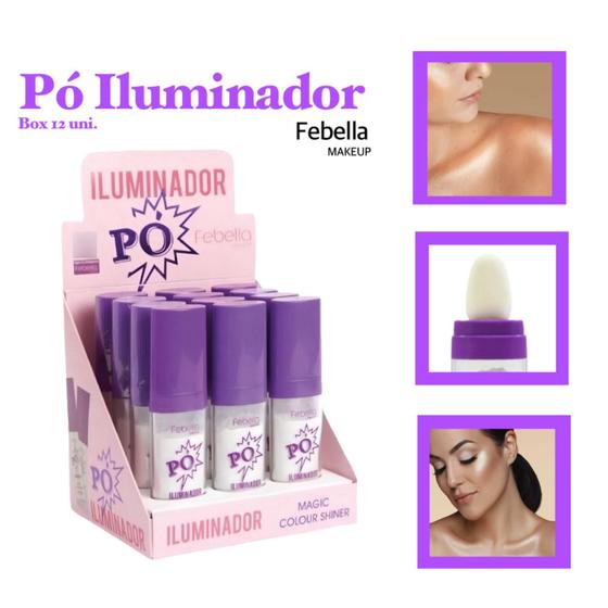 Imagem de Kit Box com 12 Pó Iluminador Magic Colour Shiner Febella