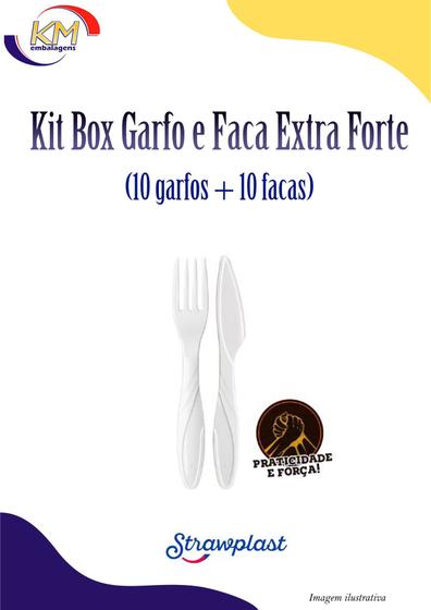 Imagem de Kit Box Garfo e Faca Extra Forte Churrasco - Strawplast - refeição, talher, comemoração (7050)